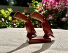 Hand Carved Wooden Double Toucan Bird Sculpture Two-tone Yellow Eyes Folk Art