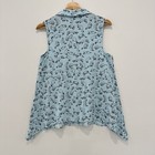 Modcloth Top Women M Button Up Shirt Sleeveless Cat Feline Kittens Pussy Rayon