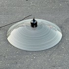 Vintage Italian Pendant Glass Light Lamp Mcm Mod Black White Stripe Hanging 19 