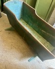Antique 19th Century Primitive Wooden Cradle     Maine Country Green Paint