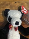 Vintage Ty Attic Treasures Beanie Baby  Easton The Panda- Black white
