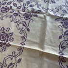 Hand Embroidered Cross Stitch Tablecloth Vintage Linen Pink Floral 6 Napkins