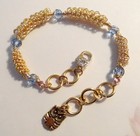 Gold Enameled Wire Mix  181  Wire Wrapped Bracelet With Blue Crystals 