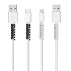 12 Pcs Silicone Spiral Charging Cable Protector Gray Black Cord Saver Set
