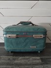 Vintage Blue Green American Tourister Hardshell Makeup Train Case Carry On