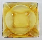 Vintage Mid-century Modern Amber Glass Cigar Ashtray 4 1 2  Square
