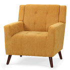 Modern Accent Chair Fabric Arm Chair Living Room Yellow Sofa Chair  wood Legs 