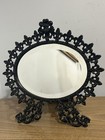 Antique vintage Emig Ornate Black Cast Iron Mirror