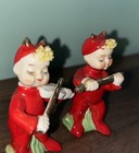 Pixie Musical Devils Blond Hair Vintage Lefton Salt And Pepper Shakers Devil
