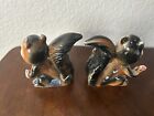 Kitschy Vintage Squirrel Chipmunk Couple Flower Set Figurines Ceramic
