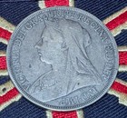 1895 Victorian Crown Solid Silver Antique Coin Old Vintage Queen Royal Family Uk