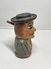 Vintage German Hand Carved Wood Wine Bottle Stopper Cork Action Eye Mouth Tongue