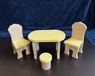 Kidkraft Wooden Dollhouse Furniture Kitchen Table 2 Chairs 1 Stool Barbie