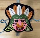 Vintage Kuna Indian Mola Costume Jaguar Mask   Folk Art Handmade Panama Masks