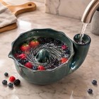 2026 New Self Spinning Ceramic Berry Washing Bowl 360 Swirl Colander For Fruit