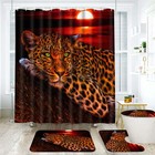 Framics Leopard Cheetah Shower Curtain   Rug Set  Shower Curtain  Toilet Lid Cov