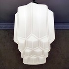 666b Antique 30s 40s 16  Art Deco Ceiling Light Lamp Fixture Glass Shade Pendant