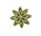 Flower - Green W beads Embroidered Iron On Applique Patch - Crafts