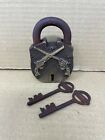 Padlock With 2 Gun Barrels Crossed  2 Keys Brass Lock  Antique Finish  Works