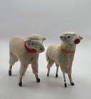 Vtg German Putz Wooly Sheep Figurine Lot Of 2 Matchstick Leg Nativity As-is Read