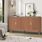 4 Door Wood Storage Cabinet  Large Buffet Sideboard For Kitchen   Dining Room