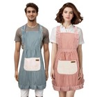 2 Striped Cotton Aprons With Pockets Kitchen Dinner Cooking Baking Bbq Women Men