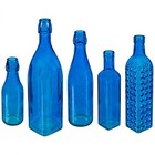 Set Of 5 Cobalt Blue Decorative Glass Wine Bottles For Bottle Tree Garden Stake