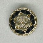 10 Black And Gold Chanel Buttons With Stones Cc Logo 22 Mm  Vintage