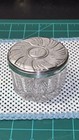 Towle Sterling Silver Crystal Vanity Powder Cosmetic Box Art Deco Mirror Lid