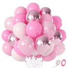 Pink Balloon Set  60pcs 12  Metallic Chrome Baby Pink Hot Pearl Light Pink