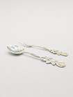 Vintage German 800 Silver Hildesheimer Rose Sugar Spoon   Fork Set