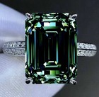 10 Ct Deep Blue Emerald Real Moissanite Engagement Ring Sterling Silver Size 7