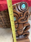 Maori Wood Carving With Paua Shell Eyes  10 Inch Handmade New Zealand Tiki