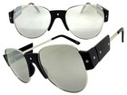 Exaggerated Classic Vintage Retro Style Sunglasses Large Black Frame Chrome Lens