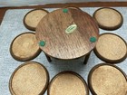 Vtg Woodcrest By Styson Mid Century Wood Teak Cork 8 Piece Coaster Set Mcm