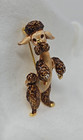 Vintage Lg Linda Gal Brown   Gold Enamel Dancing Poodle Brooch Enamel Pin