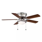 Hugger 44 In  Led Indoor Brushed Nickel Ceiling Fan With Light Kit
