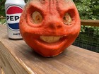 1940 s  4 1 4   Tall Vintage Antique Paper Mache Pulp Halloween Jack-o-lantern