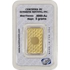 5 Gram Gold Bar - Sunshine Minting -  9999 Fine In Sealed Assay
