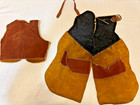 Vintage 1950s Boys Cowboy Suede other Vest  Chaps  Holsters  Cap Gun  1955 Photo