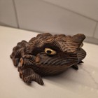 Vintage Cryptomeria Frog Statue Japanese Carved Wood Toad Figurine Art