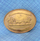 Team Roping Belt Buckle Rodeo Cowboys Western Trophy German Silver Vtg    gmp774