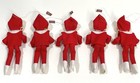 5 Vtg Christmas Pixie Elf Elves Bendable Felt Fabric Face Japan Ornament Flaw
