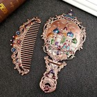 Handheld Mirror Set  Vintage Makeup Mirror And Comb Antique Princess Castle V   