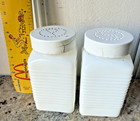 Vintage Salt   Pepper Milk Glass Set Mckee Embossed Art Deco  Shakers Set