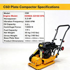 New Heavy Duty Plate Compactor Honda Gx160 Epa Gas Vibratory Tamper Walk Behind