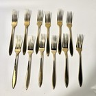 Dirigold Dirilyte Goldware Regal Flatware Silverware 7 5 Dinner Forks Vintage 12