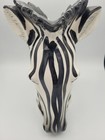 Vintage Fitz   Floyd Zebra Head Vase 9  Black White Stripes Ceramic Japan Rare
