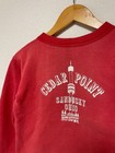 60s 70s Vintage Sun Faded Sweatshirt Flocked Red Set-in Sleeve Small Size