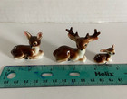 Vintage Shiken Miniature Bone China - Resting Buck Fawn Doe Deer Family